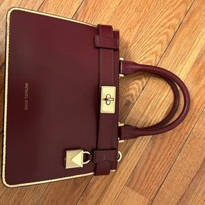 Michael Kors Burgundy Mini Bag with Gold Accents